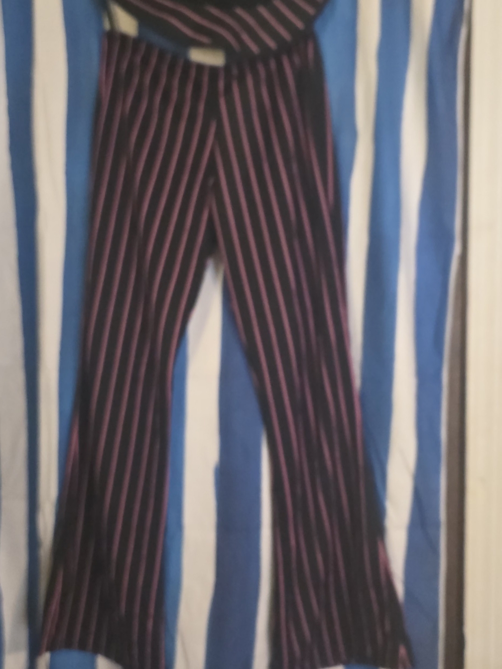 Girls Black and Pink Stripe Flared Bottoms With Hat Halloween Costume